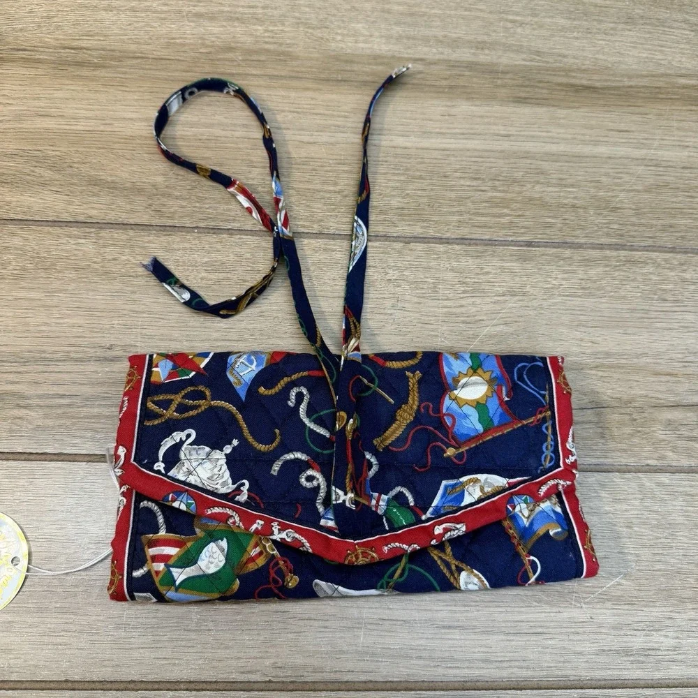 Vtg Vera Bradley Regatta Nautical Roll-Up Cosmetic Travel Bag Retired Rare NWT